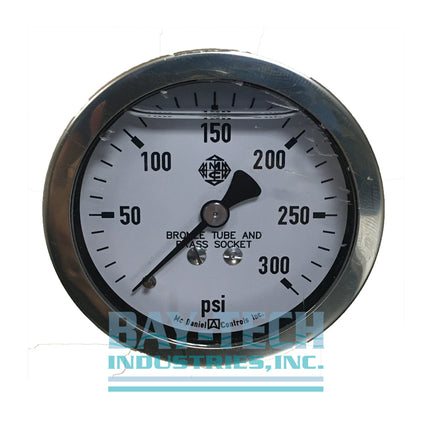 0-300 PSI 2.5" Glycerin Filled Pressure Gauge - 1/4" MNPT Center Back Mount - J6GL
