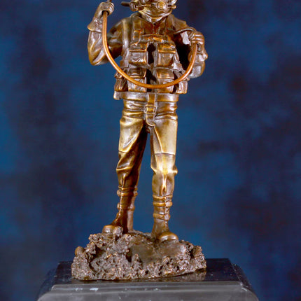 Kirby Morgan Superlite 17B Diver Model in Solid Bronze on Granite Base