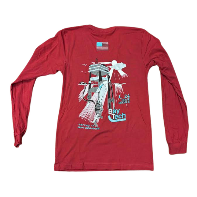 Bay-Tech Industries Offshore Platform Long Sleeve T-Shirt - Red