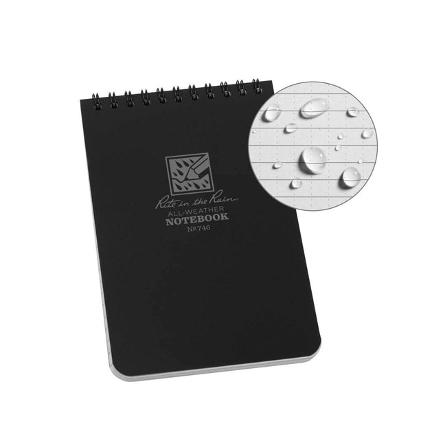 Rite In The Rain Top Spiral 4" x 6" Notebook (Black)