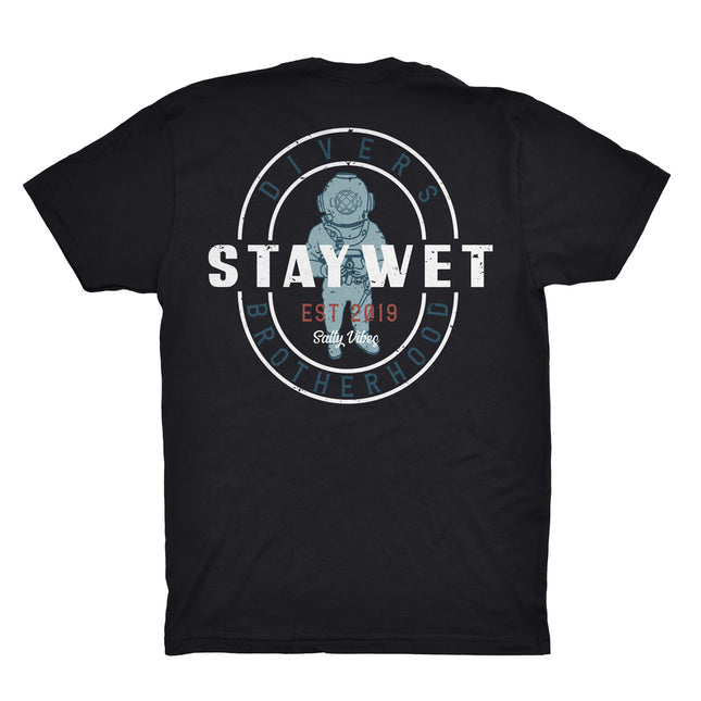 Stay Wet Blue Diver T-Shirt (Black)