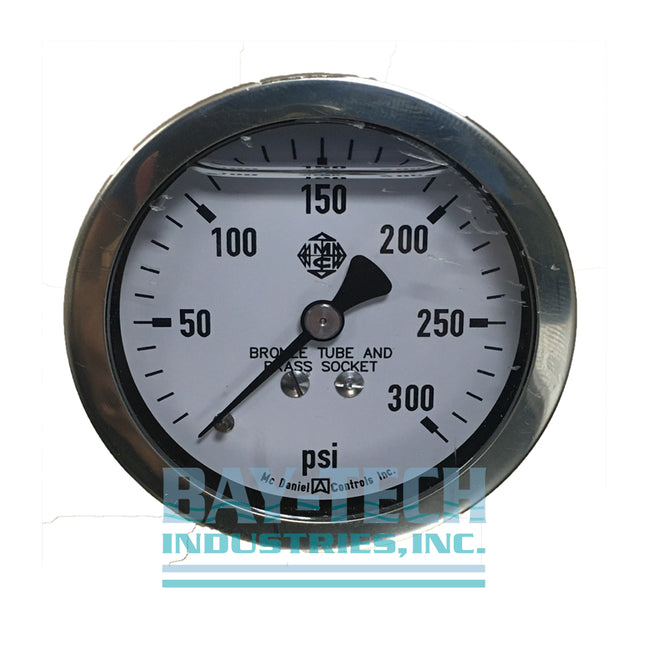 0-300 PSI 2.5" Glycerin Filled Pressure Gauge - 1/4" MNPT Center Back Mount - J6GL