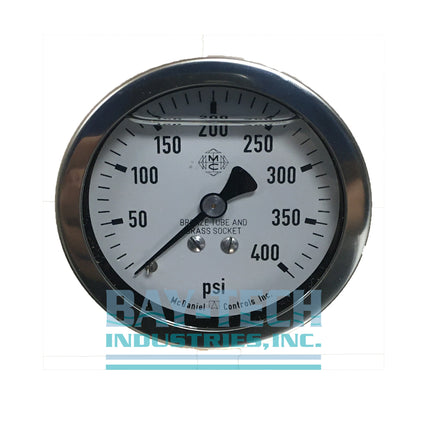 0-400 PSI 2.5" Glycerin Filled Pressure Gauge - 1/4" MNPT Center Back Mount - J6HL