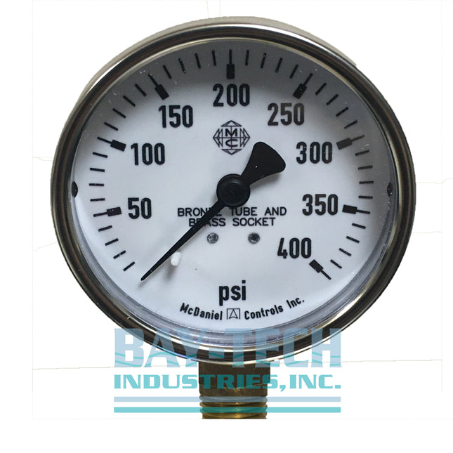 0-400 PSI 2.5" Dry Pressure Gauge - 1/4" MNPT Bottom Mount - J7H