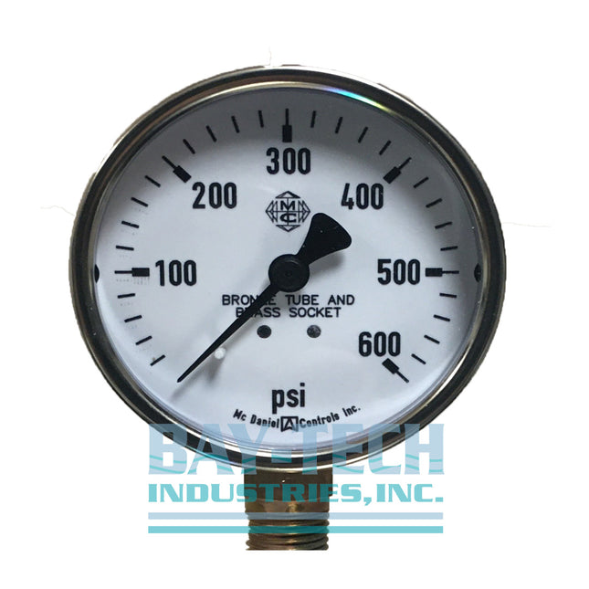 0-600 PSI 2.5" Dry Pressure Gauge - 1/4" MNPT Bottom Mount - J7I