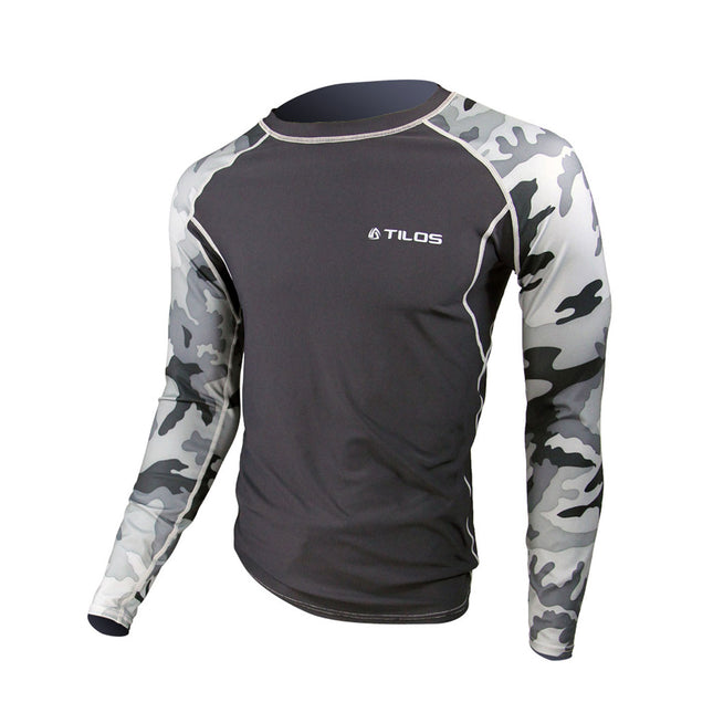 Tilos Black Camo 6oz Men's Long Sleeve Rash Guard
